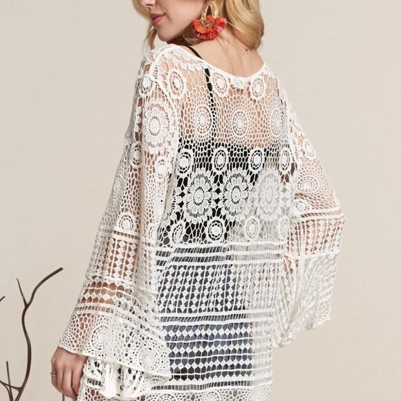 ADORA Front Lace Up Crochet Cover Up - Picture 3 of 4
